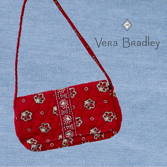 Vera Bradley Red Quilted Paisley Shoulder Bag - Picture 1 of 5
